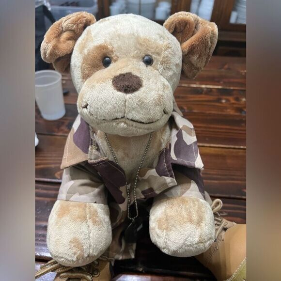 Build A Bear BABW Army  Military Brown Pup & Uniform Outfit - Picture 1 of 7